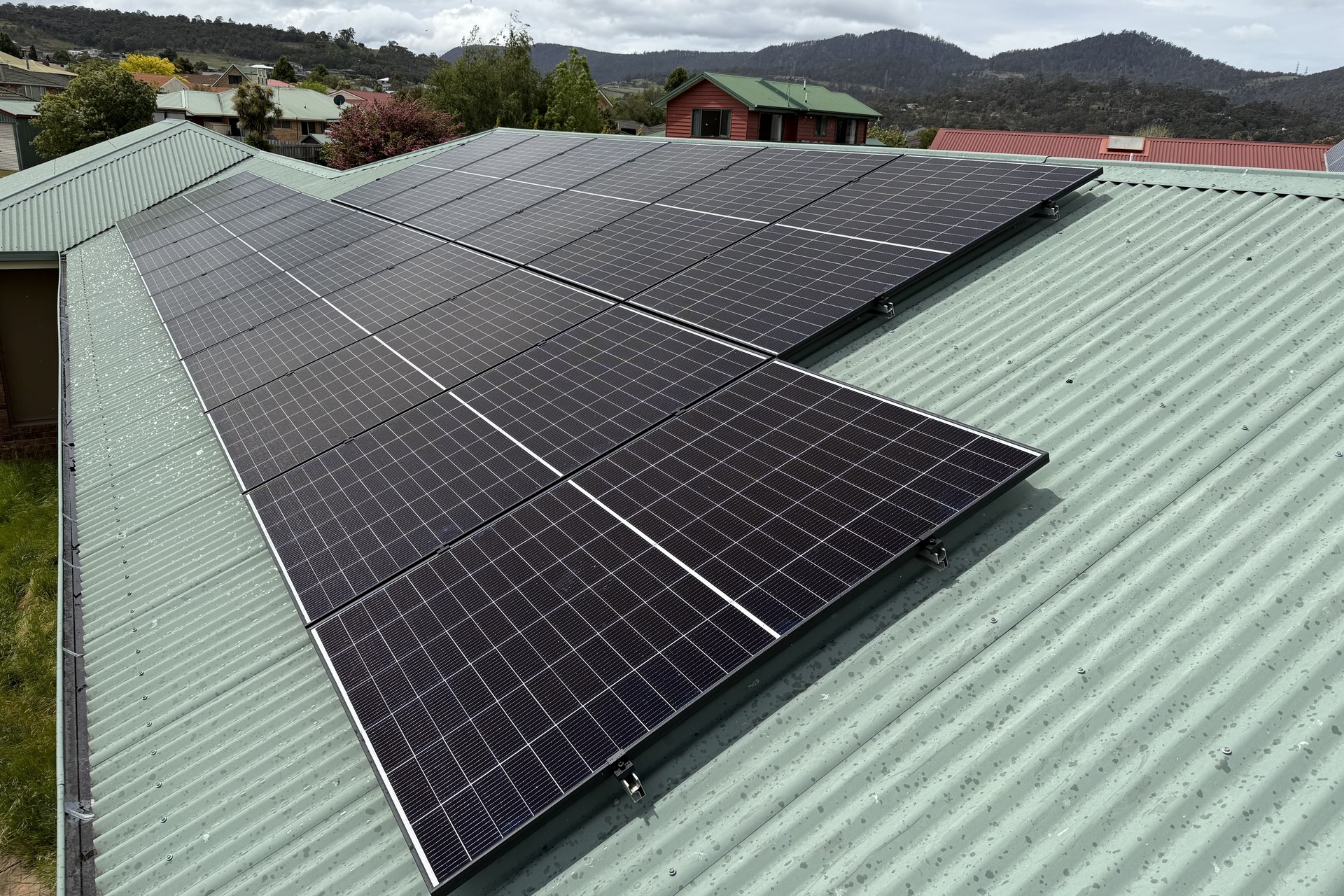 Solar panel array installed on a Tasmanian home